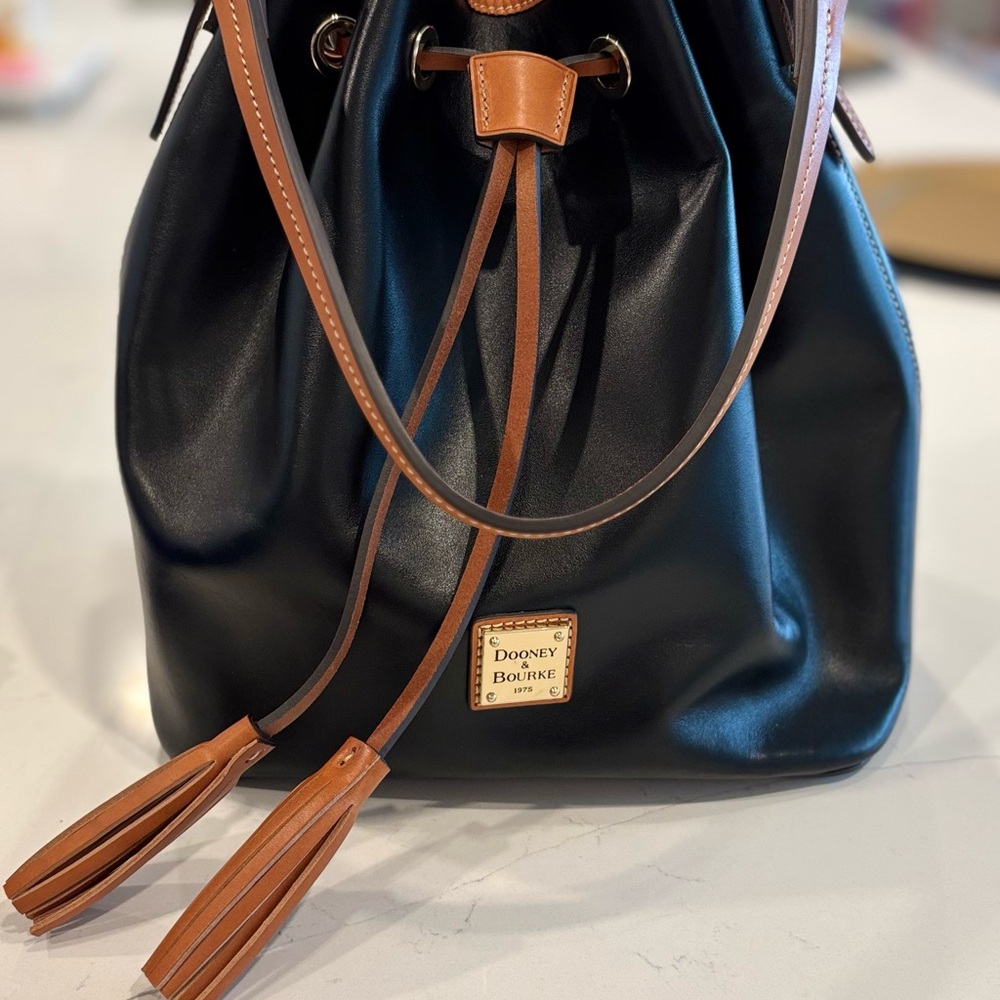 Dooney & Bourke Black and Tan Women's Bucket Bag